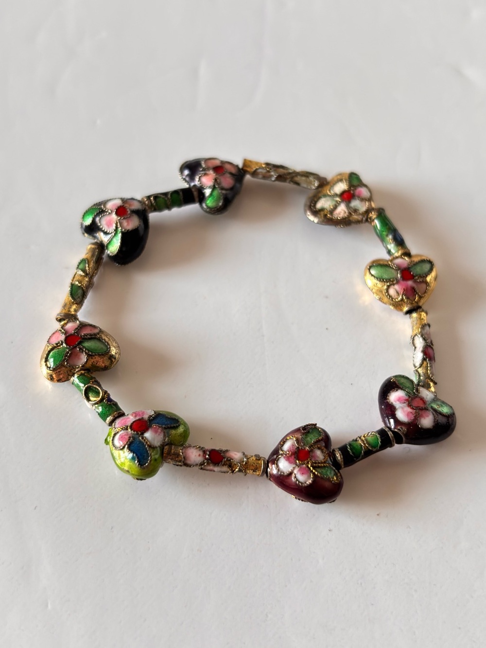 🌷5/25$ Elastic harts flowers cloisonne bracelet